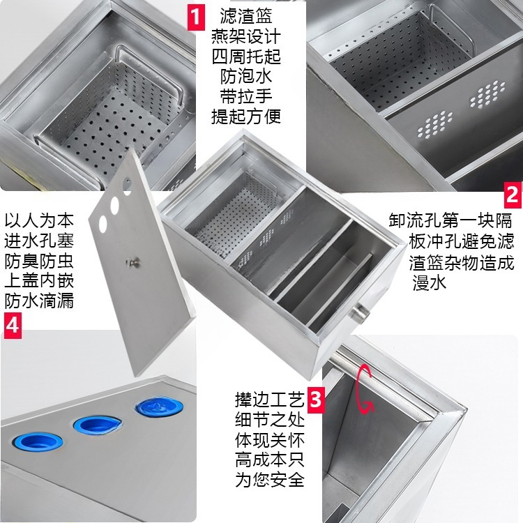 Trampa de grasa de acero inoxi - Commercial Kitchen Water Filter reseña y precio